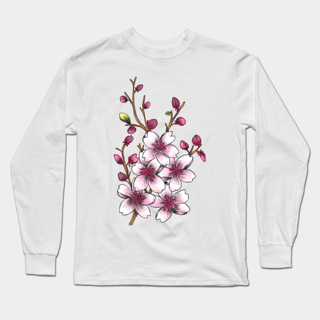 Cherry Blossom Flowers in Spring Long Sleeve T-Shirt by TimorousEclectic